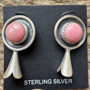 Sterling Silver Pink Conch  Earrings